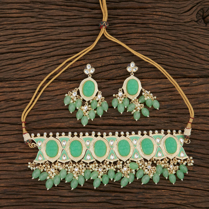 Indo Western Meenakari Necklace With Gold Plating 108571