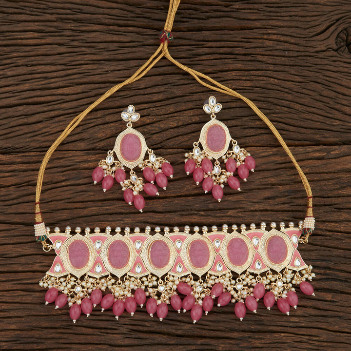 Indo Western Meenakari Necklace With Gold Plating 108571