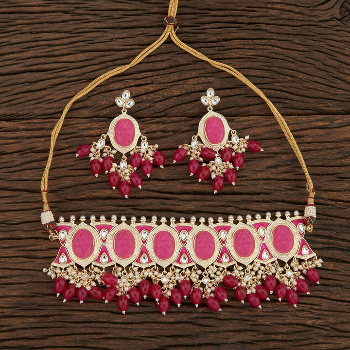 Indo Western Meenakari Necklace With Gold Plating 108571