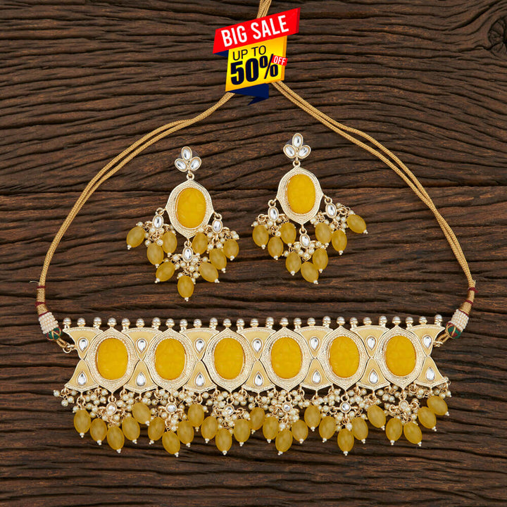 Indo Western Meenakari Necklace With Gold Plating 108571