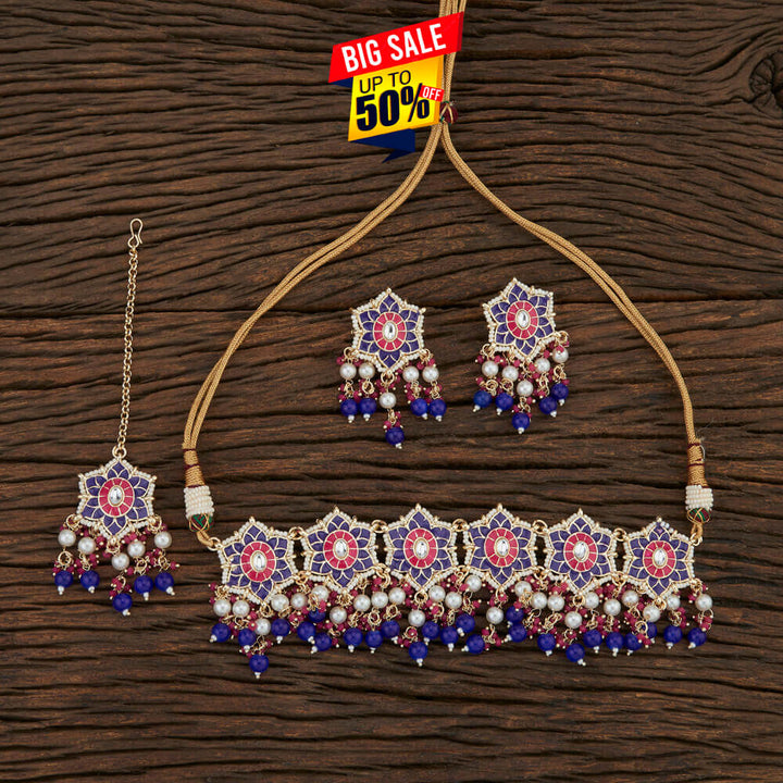 Indo Western Meenakari Necklace With Gold Plating 108577