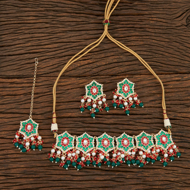 Indo Western Meenakari Necklace With Gold Plating 108577