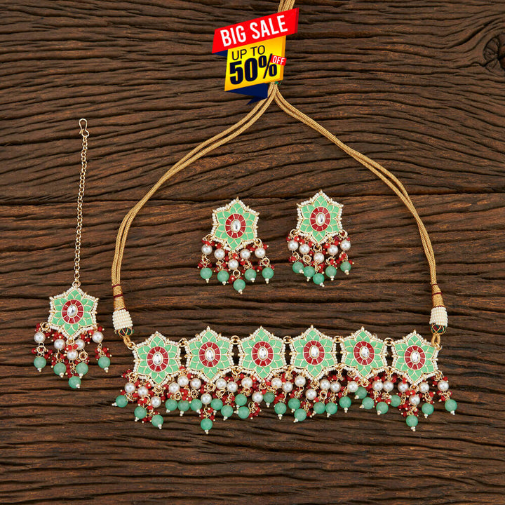 Indo Western Meenakari Necklace With Gold Plating 108577