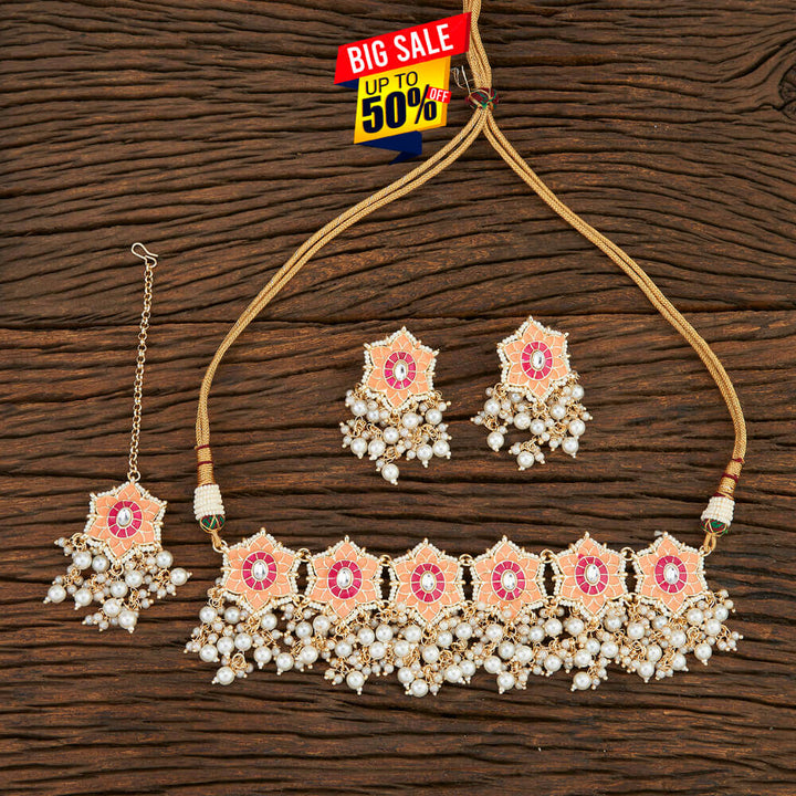 Indo Western Meenakari Necklace With Gold Plating 108577