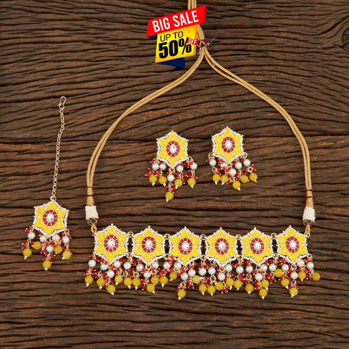 Indo Western Meenakari Necklace With Gold Plating 108577