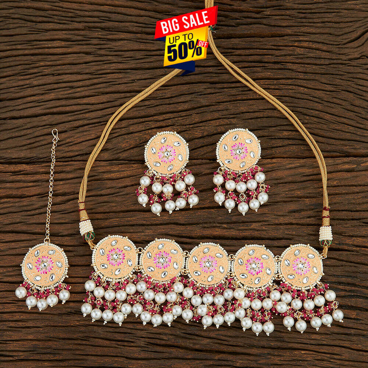 Indo Western Meenakari Necklace With Gold Plating 108657