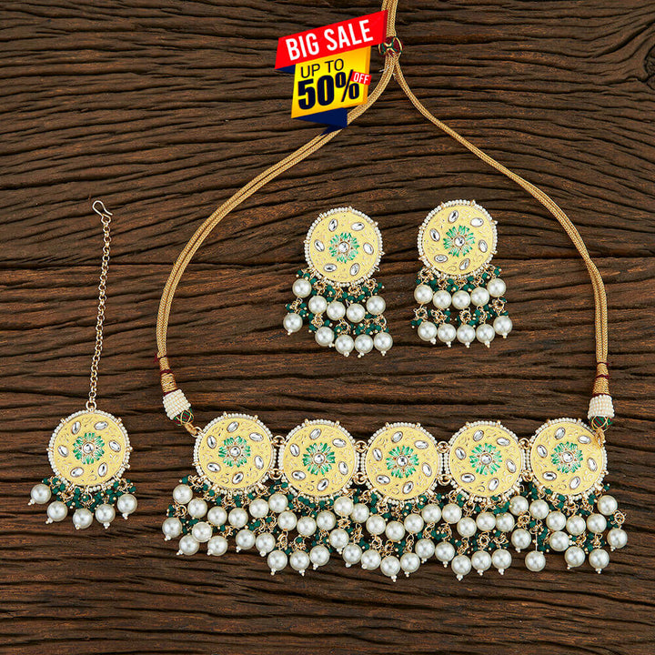 Indo Western Meenakari Necklace With Gold Plating 108657