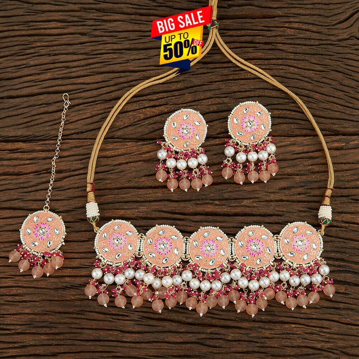 Indo Western Meenakari Necklace With Gold Plating 108657