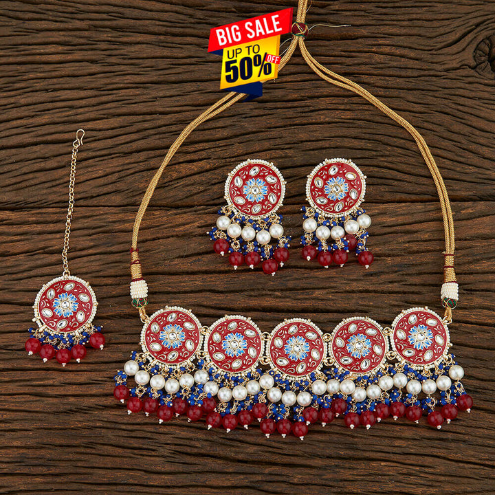 Indo Western Meenakari Necklace With Gold Plating 108657