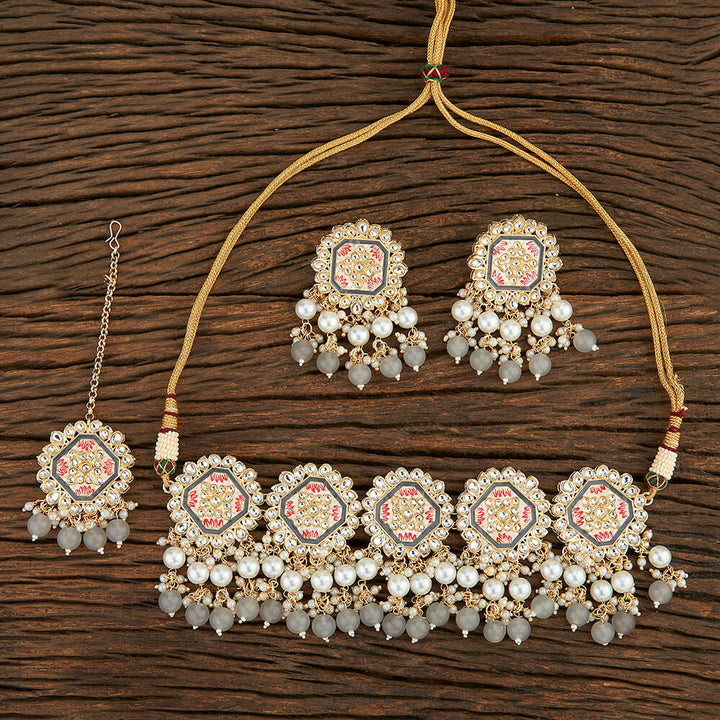 Indo Western Meenakari Necklace With Gold Plating 108675