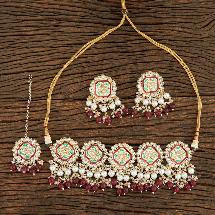 Indo Western Meenakari Necklace With Gold Plating 108675