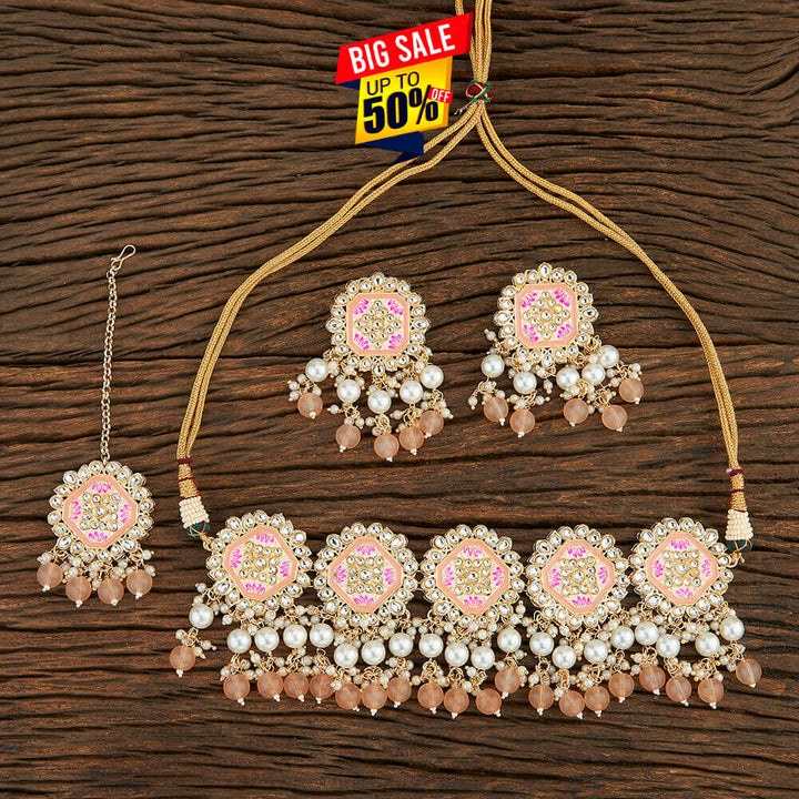 Indo Western Meenakari Necklace With Gold Plating 108675