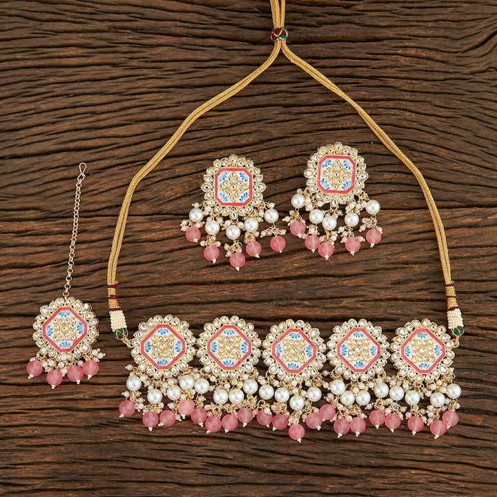 Indo Western Meenakari Necklace With Gold Plating 108675