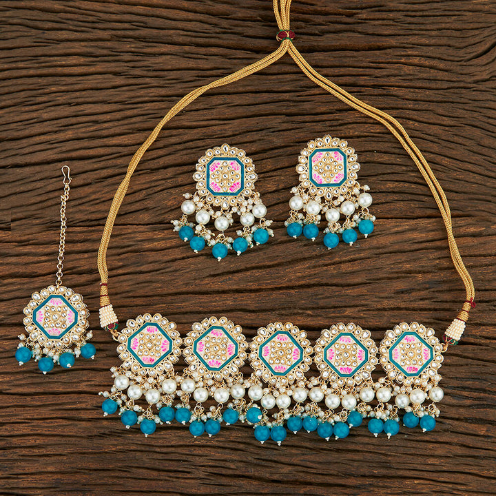 Indo Western Meenakari Necklace With Gold Plating 108675