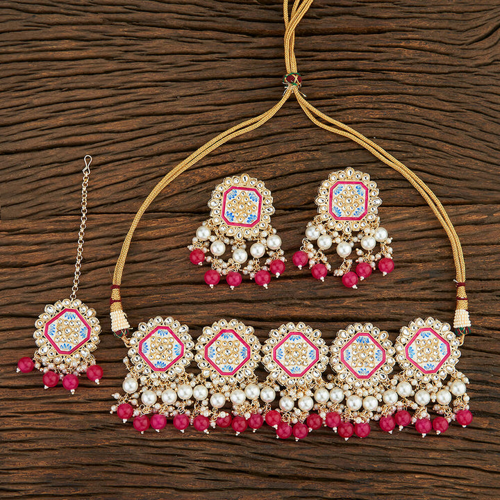 Indo Western Meenakari Necklace With Gold Plating 108675