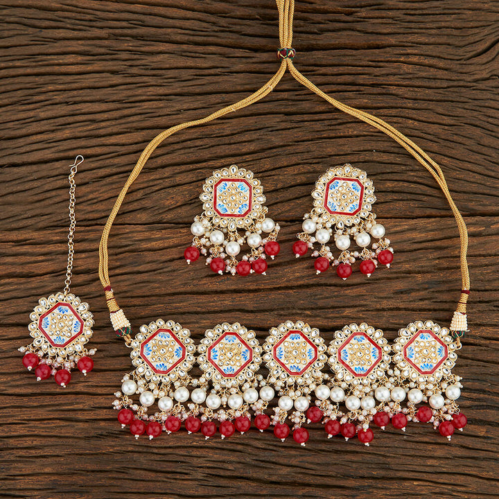 Indo Western Meenakari Necklace With Gold Plating 108675