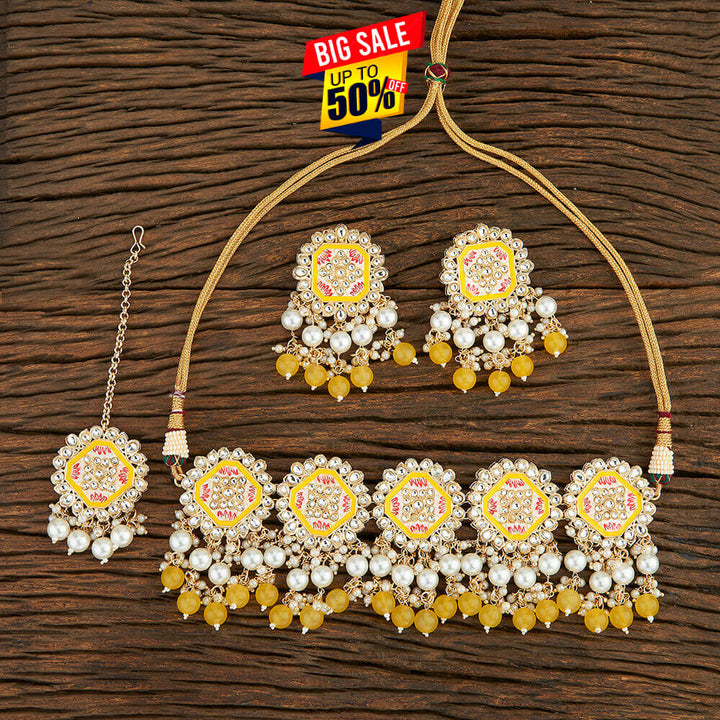 Indo Western Meenakari Necklace With Gold Plating 108675