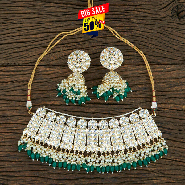 Indo Western Choker Necklace With Gold Plating 108723