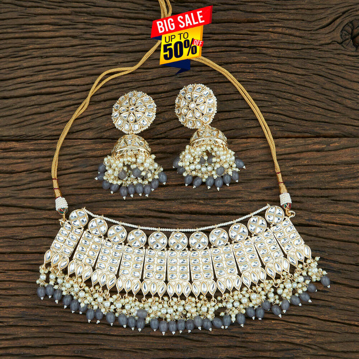 Indo Western Choker Necklace With Gold Plating 108723