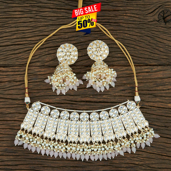 Indo Western Choker Necklace With Gold Plating 108723