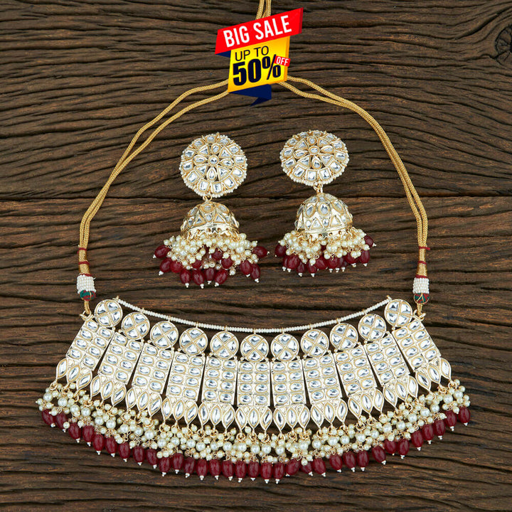 Indo Western Choker Necklace With Gold Plating 108723