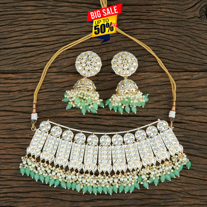 Indo Western Choker Necklace With Gold Plating 108723