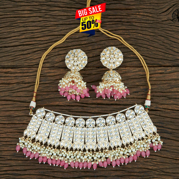 Indo Western Choker Necklace With Gold Plating 108723