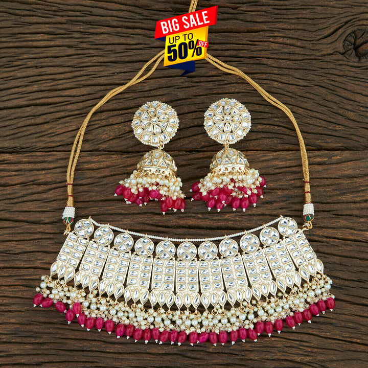 Indo Western Choker Necklace With Gold Plating 108723