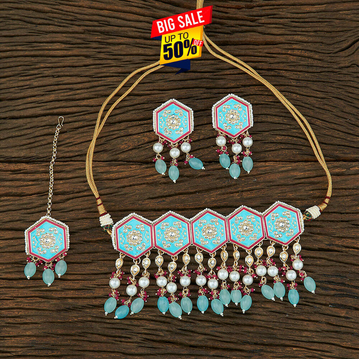 Indo Western Meenakari Necklace With Gold Plating 108727