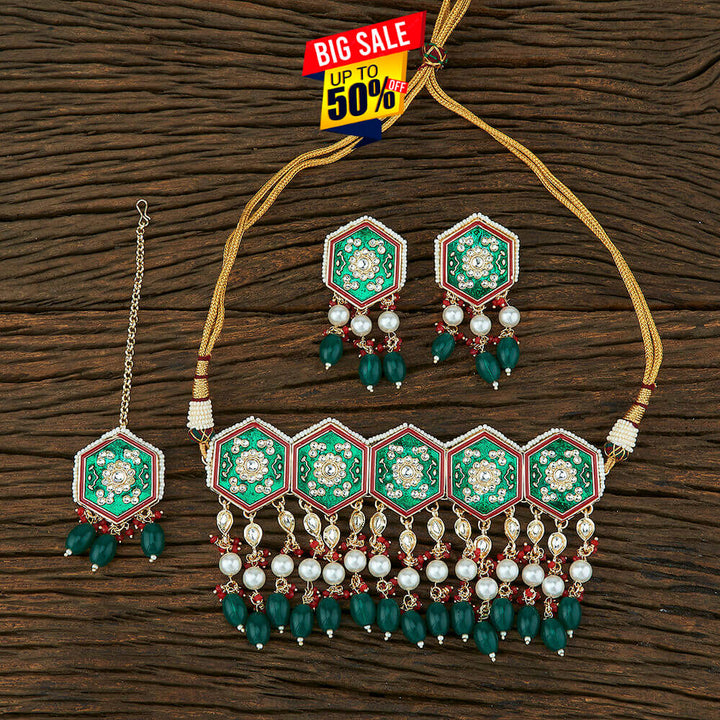 Indo Western Meenakari Necklace With Gold Plating 108727