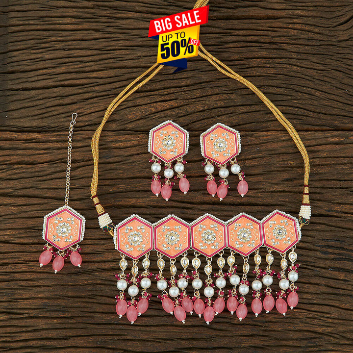 Indo Western Meenakari Necklace With Gold Plating 108727