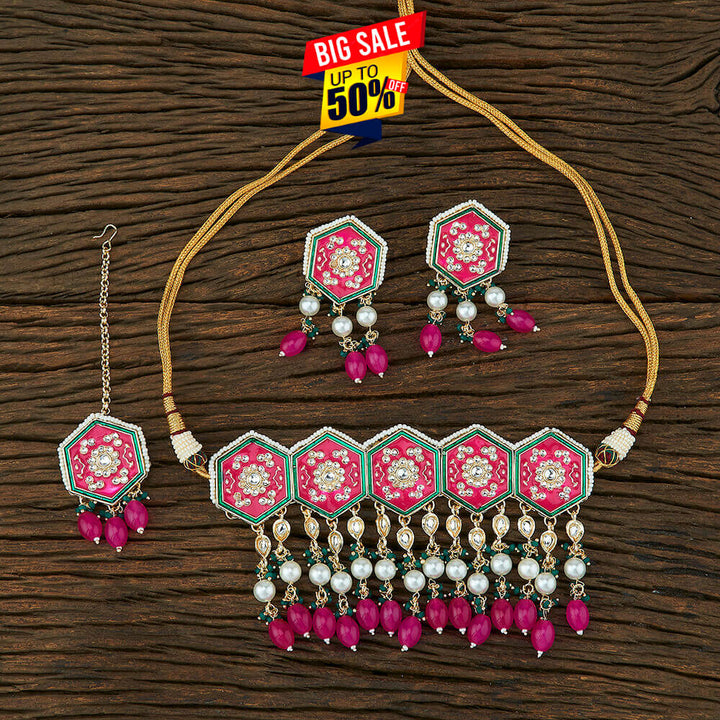 Indo Western Meenakari Necklace With Gold Plating 108727