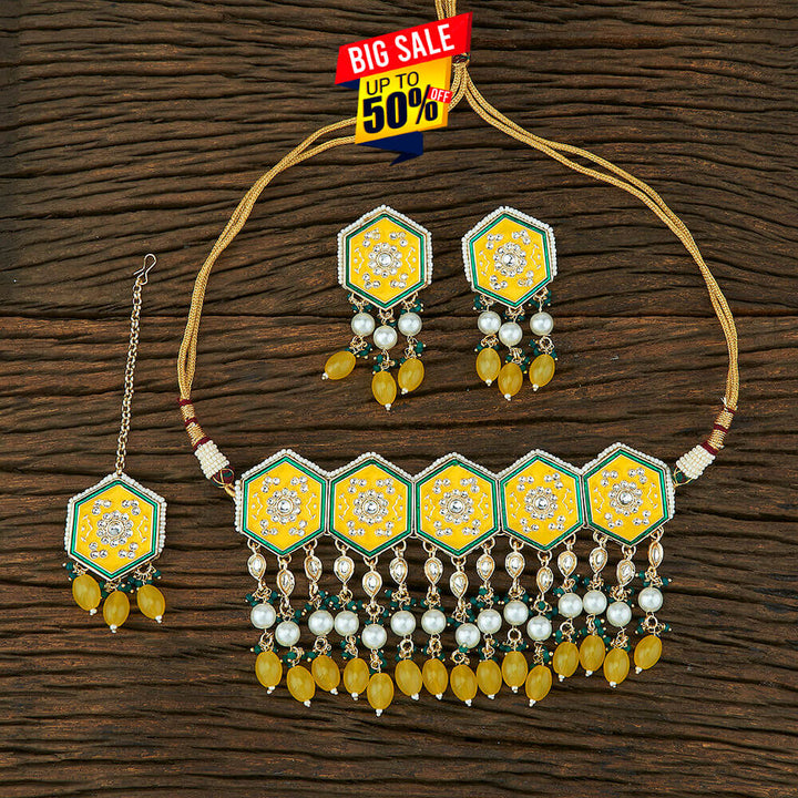 Indo Western Meenakari Necklace With Gold Plating 108727