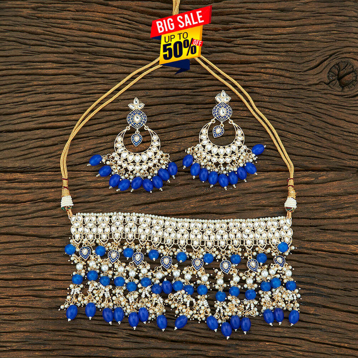 Indo Western Choker Necklace With Gold Plating 108731