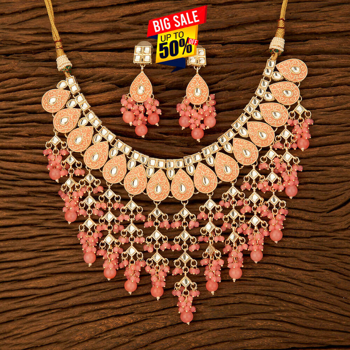 Indo Western Meenakari Necklace With Gold Plating 108813