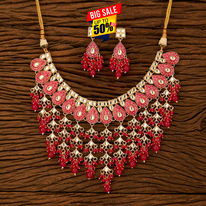 Indo Western Meenakari Necklace With Gold Plating 108813