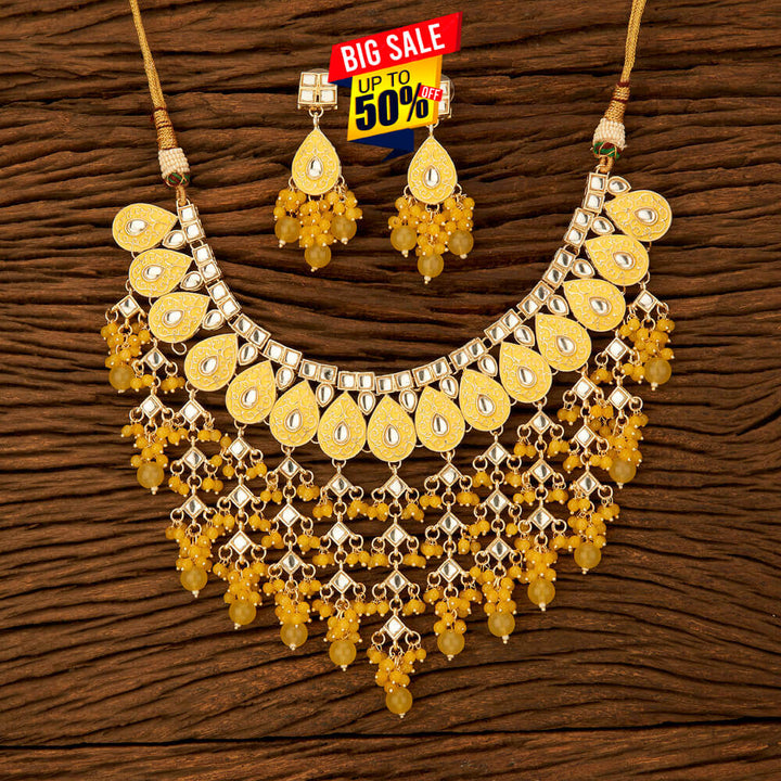 Indo Western Meenakari Necklace With Gold Plating 108813