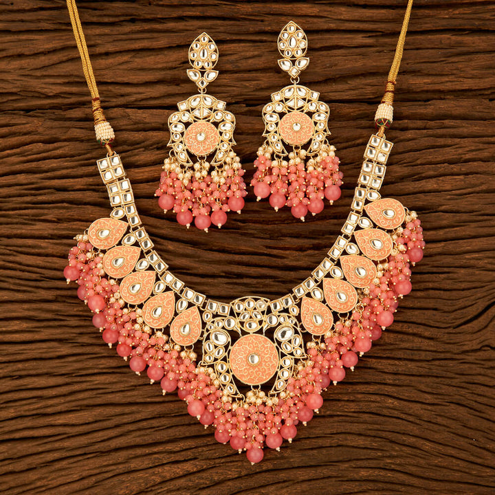 Indo Western Meenakari Necklace With Gold Plating 108814