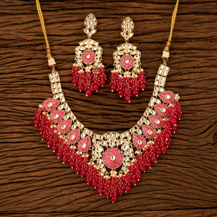 Indo Western Meenakari Necklace With Gold Plating 108814