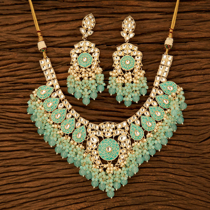 Indo Western Meenakari Necklace With Gold Plating 108814