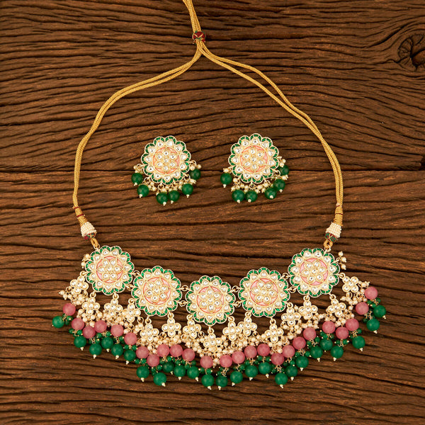 Indo Western Meenakari Necklace With Gold Plating 108862