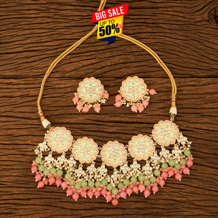 Indo Western Meenakari Necklace With Gold Plating 108862