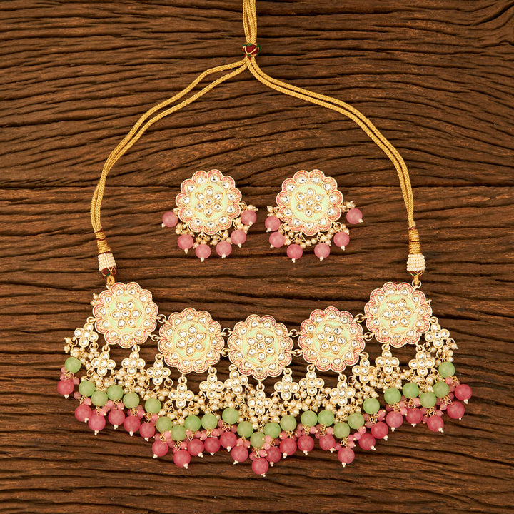 Indo Western Meenakari Necklace With Gold Plating 108862