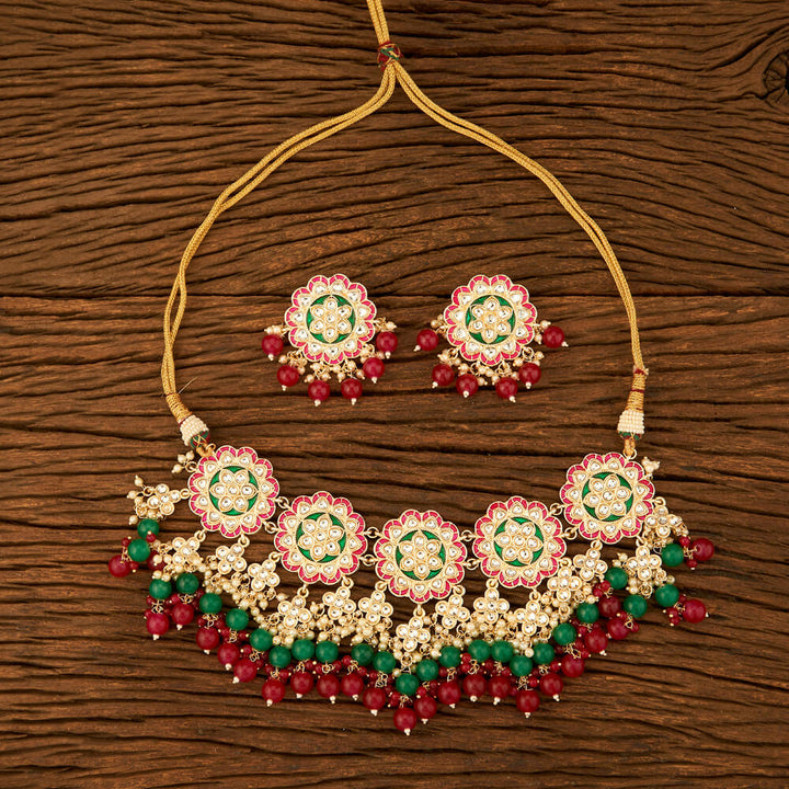 Indo Western Meenakari Necklace With Gold Plating 108862