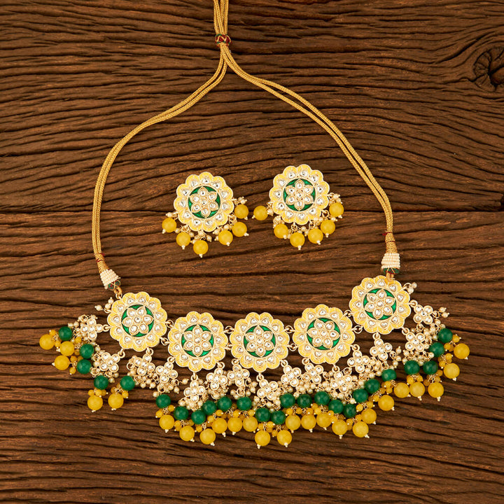 Indo Western Meenakari Necklace With Gold Plating 108862