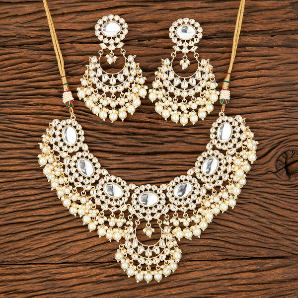 Indo Western Chand Necklace With Gold Plating 108909