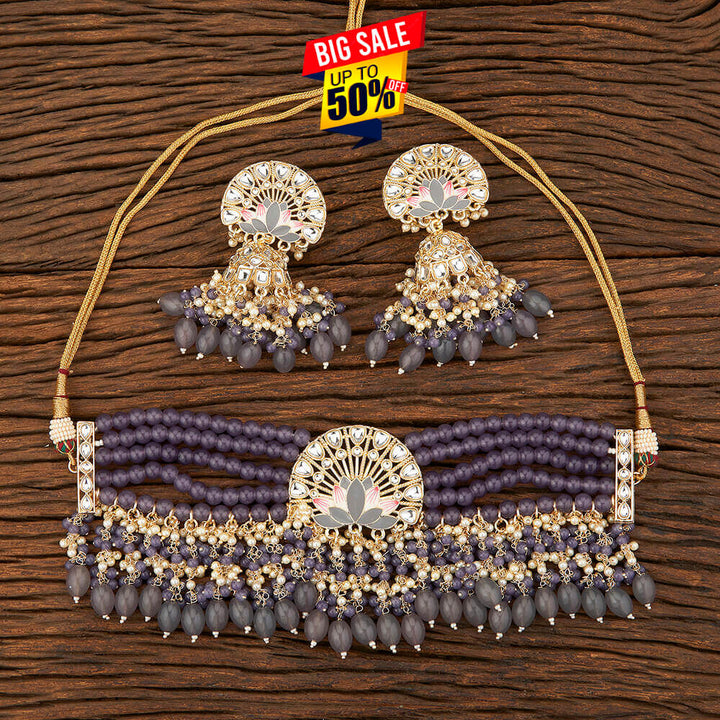 Indo Western Meenakari Necklace With Gold Plating 108977