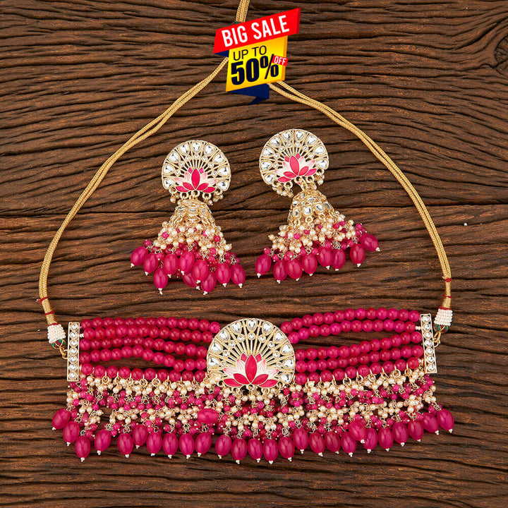 Indo Western Meenakari Necklace With Gold Plating 108977