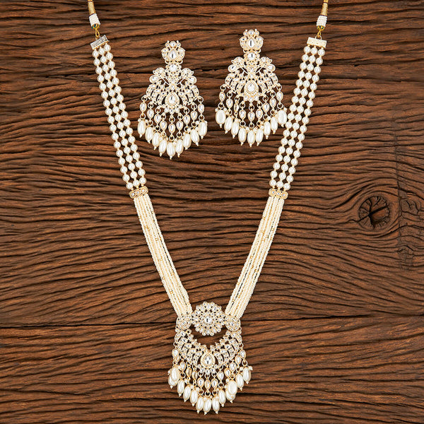 Indo Western Long Necklace With Gold Plating 109030