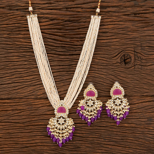 Indo Western Long Necklace With Gold Plating 109046